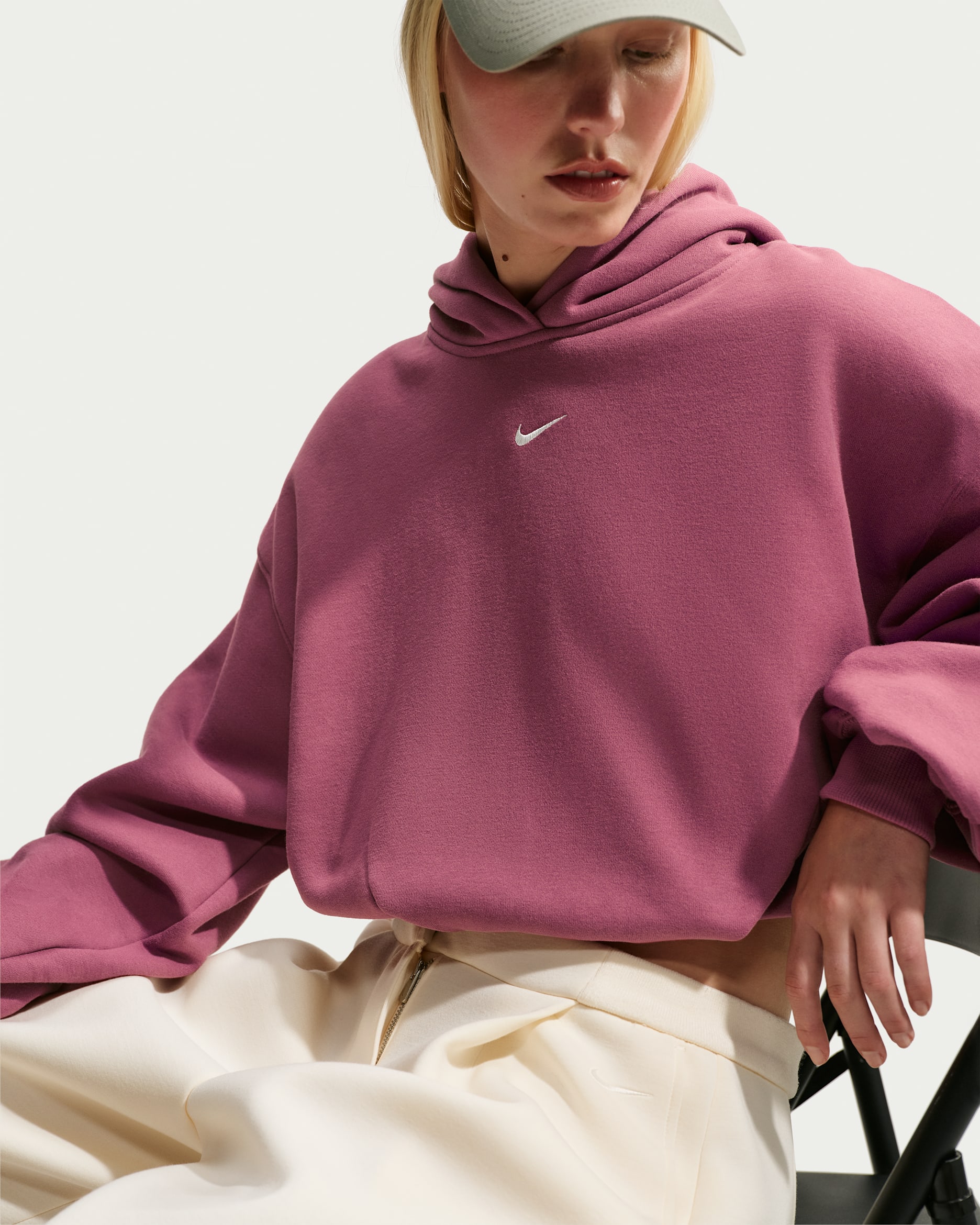 Nike Studio Fleece Medium Weight Women's Oversized Cropped Hoodie